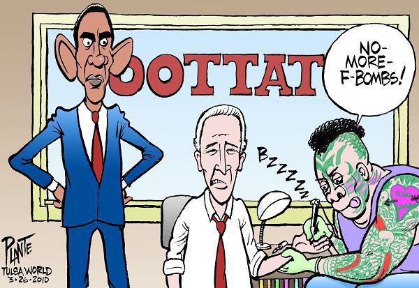 Bruce Plante cartoon from March 2010: Biden's Teleprompter